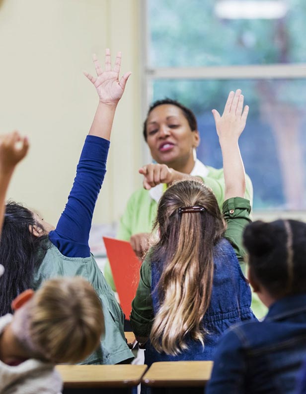 Children asking questions in class